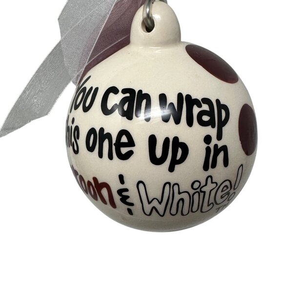 Mississippi State Bulldog Ornament Maroon White Ceramic Christmas Ball Decor - Picture 7 of 10